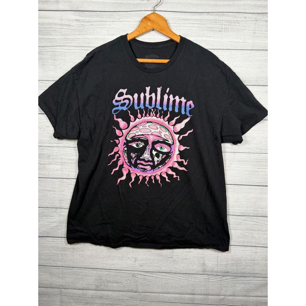 Sublime Unisex 2XL Black Pink Sun Face Band Graphic T-Shirt 4598